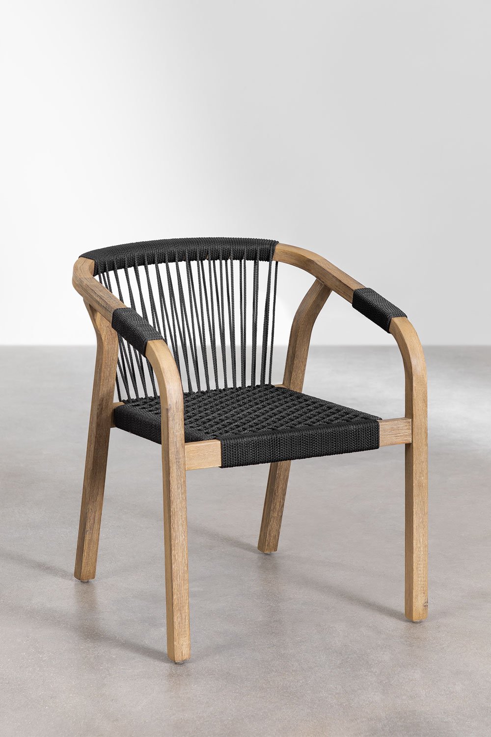 Sedia da pranzo con braccioli in legno di acacia Dubai