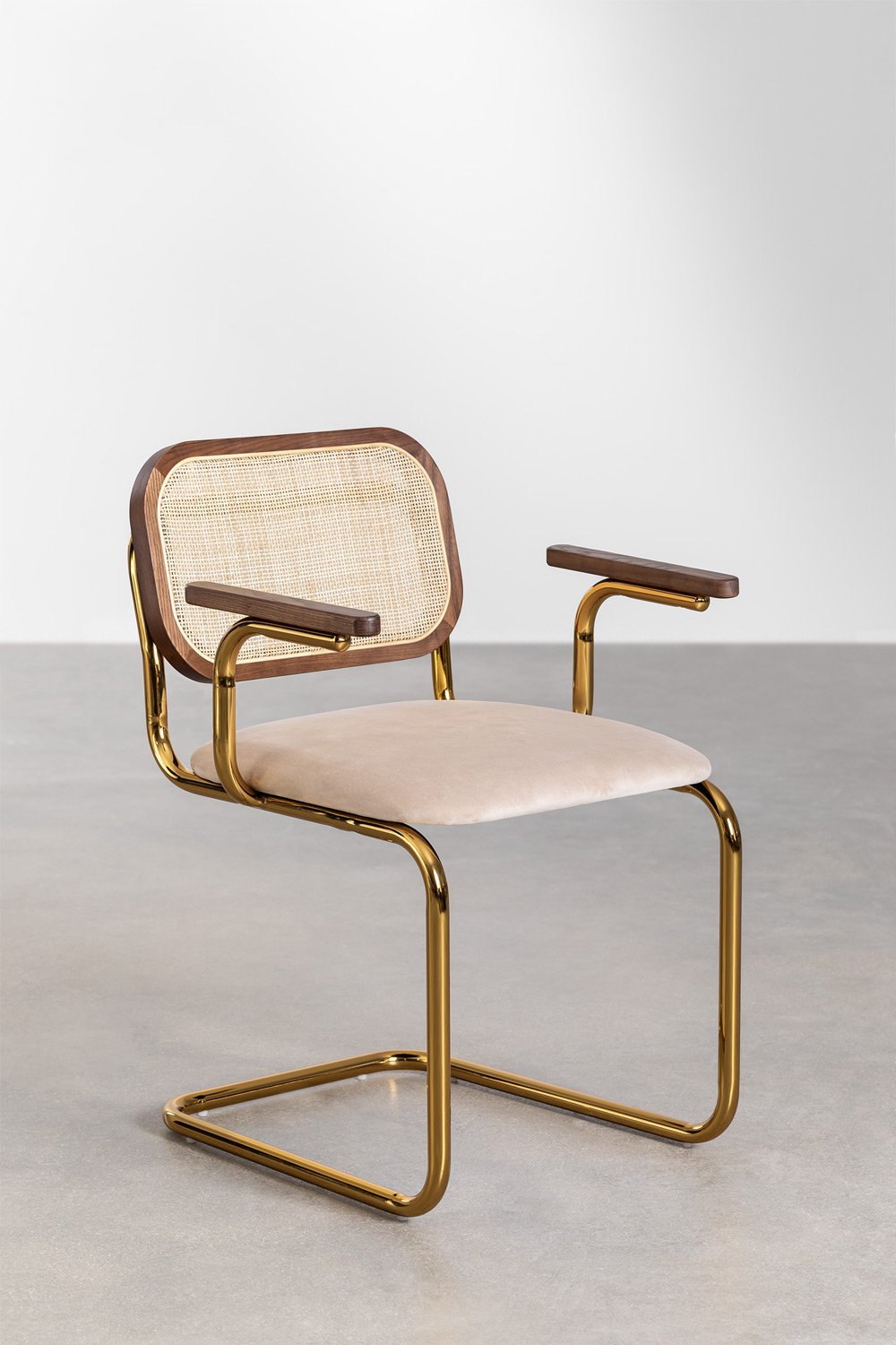Sedia da pranzo con braccioli Tento Gold Vintage