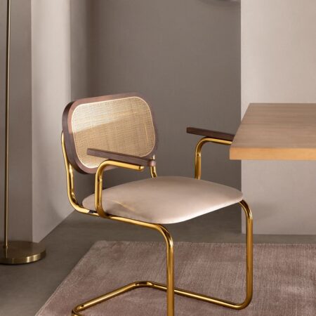 Sedia da pranzo con braccioli Tento Gold Vintage