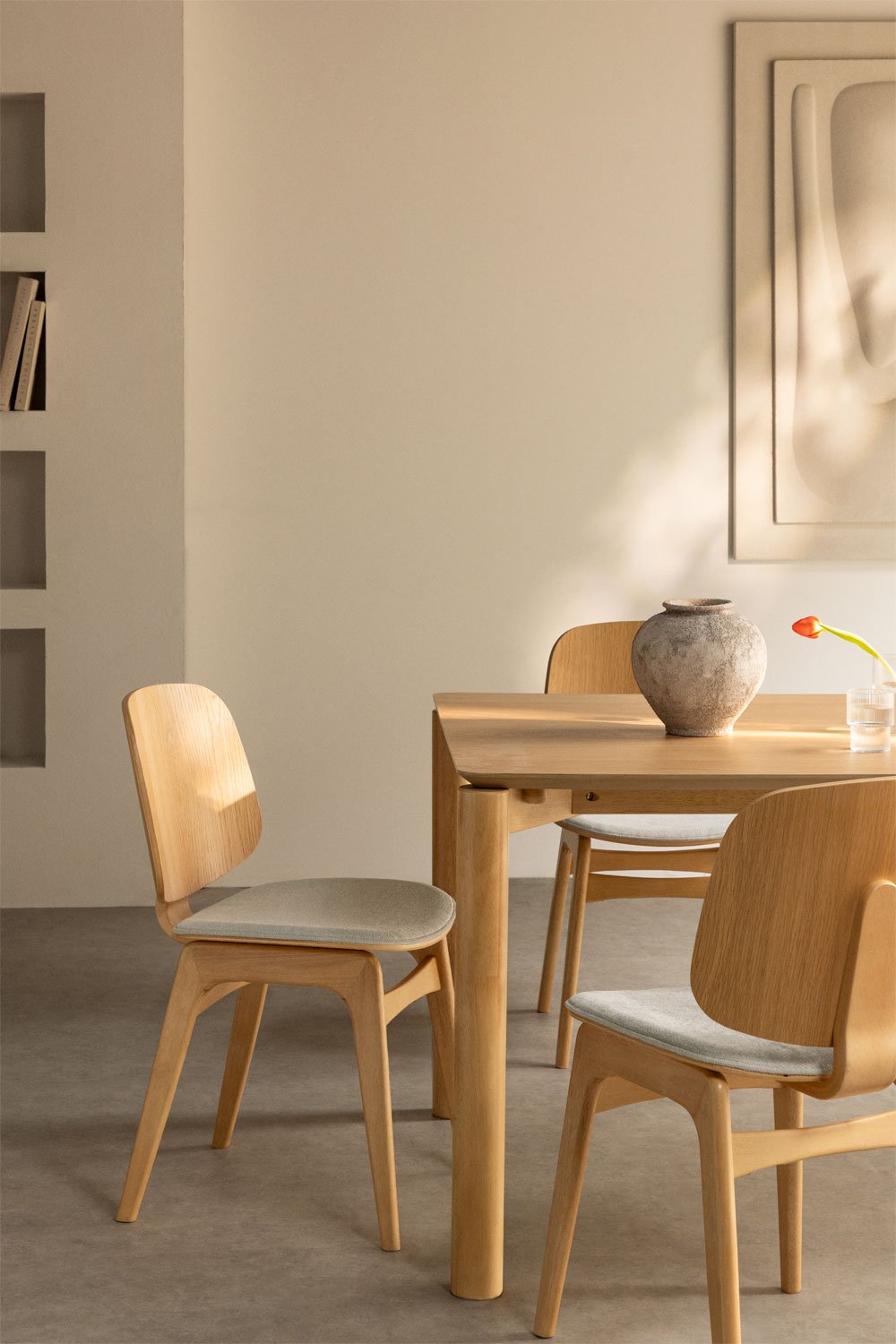 Sedia da pranzo in legno e imbottita Canada