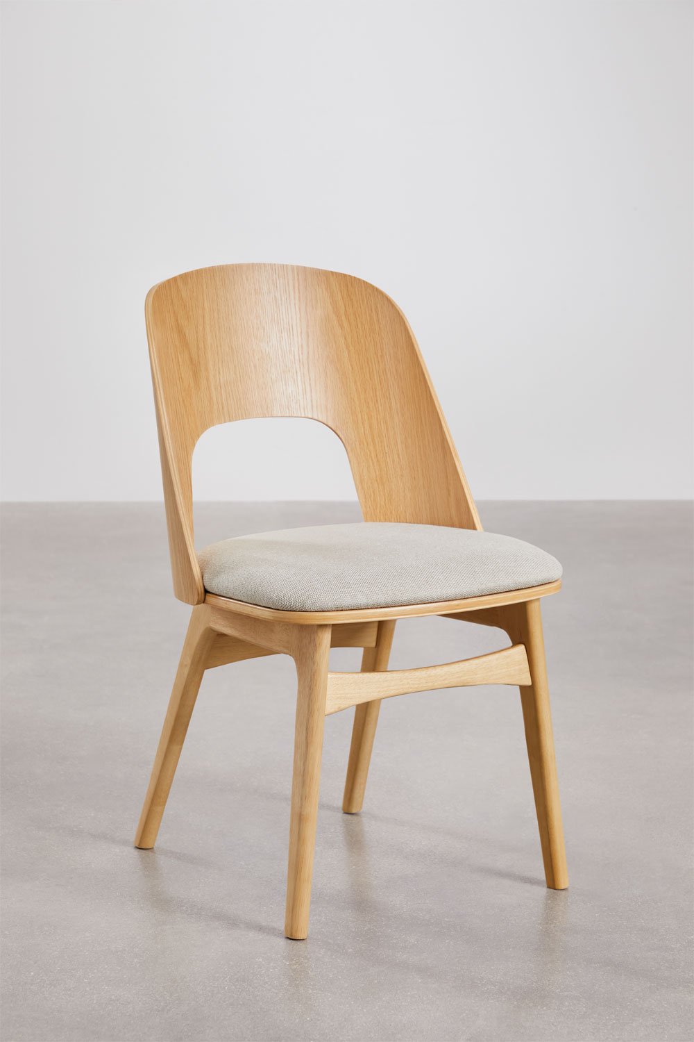 Sedia da pranzo in legno e imbottita Juna