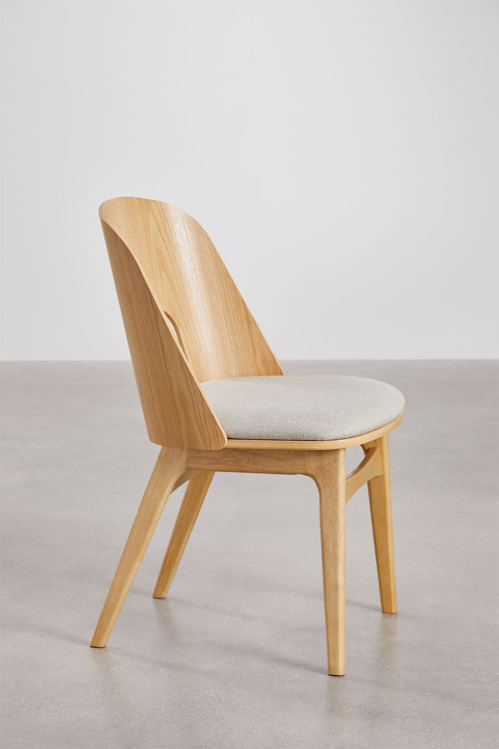 Sedia da pranzo in legno e imbottita Juna