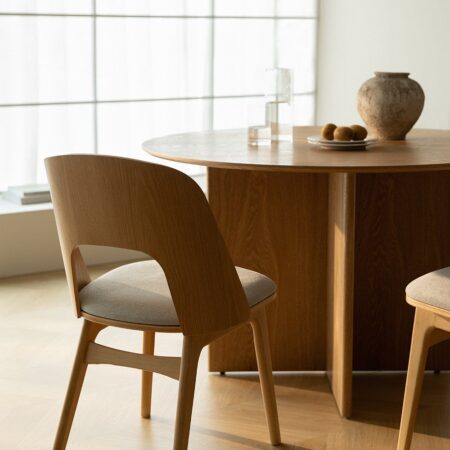 Sedia da pranzo in legno e imbottita Juna