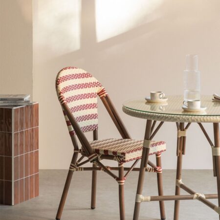 Sedia da pranzo impilabile in rattan sintetico e alluminio Solange Bistro