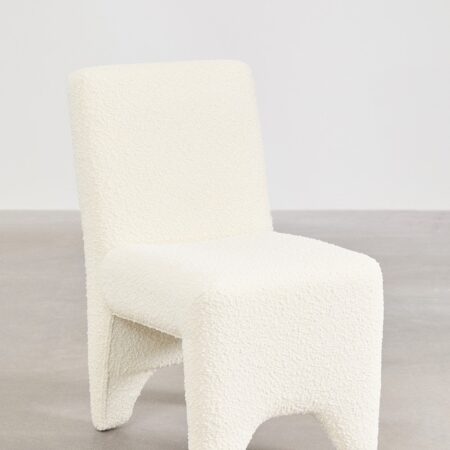 Sedia da pranzo in legno e tessuto bouclé Kamez