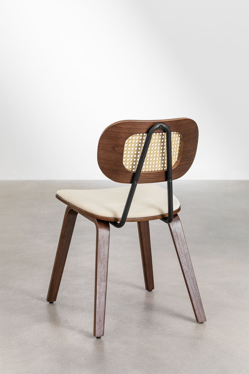 Sedia da pranzo in legno, rattan e pecora Kaylia