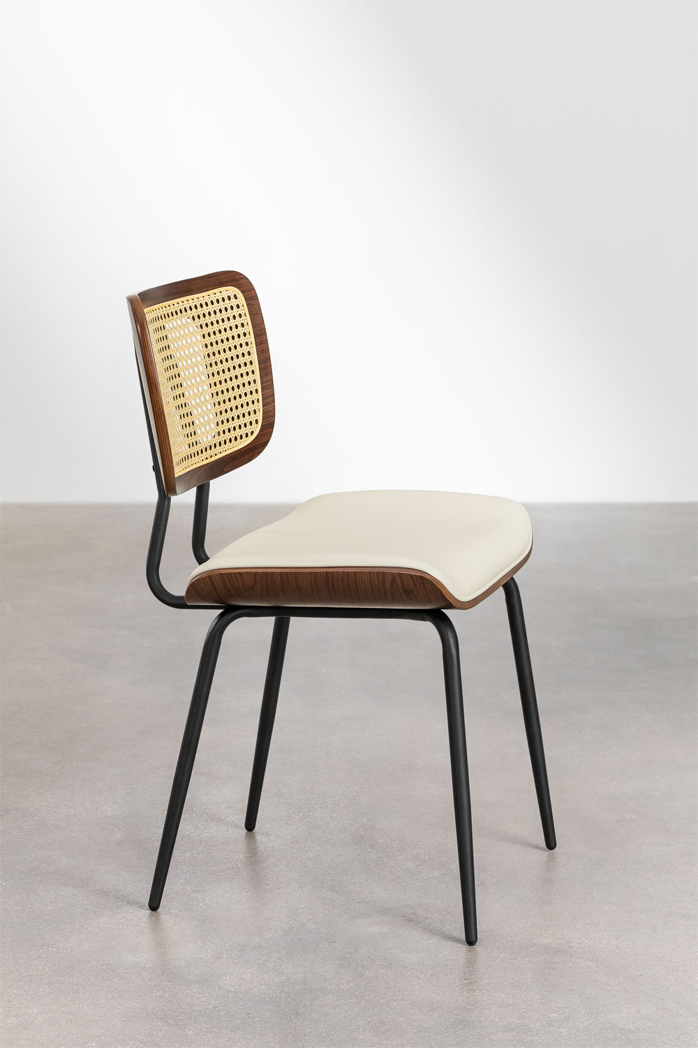 Sedia da pranzo in legno, rattan e similpelle Raysa