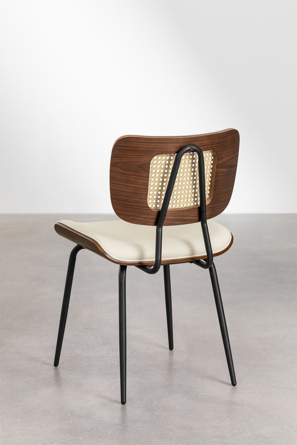 Sedia da pranzo in legno, rattan e similpelle Raysa