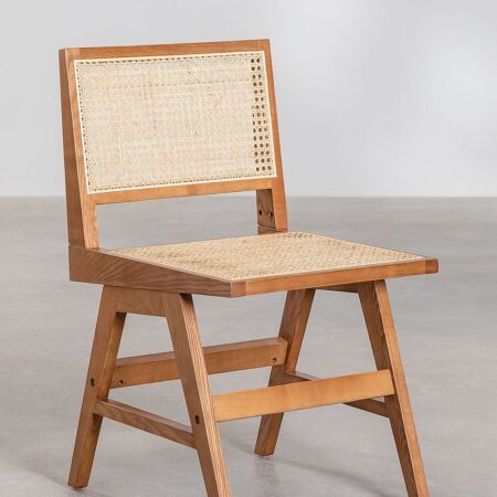 Sedia da pranzo in legno di frassino e rattan Lali