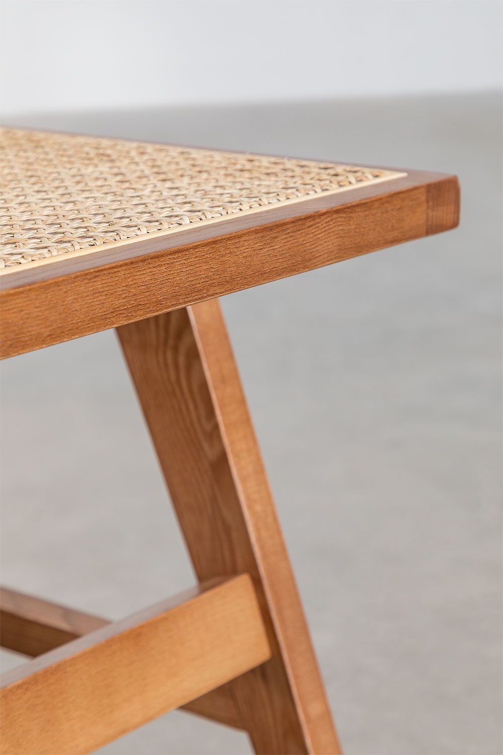 Sedia da pranzo in legno di frassino e rattan Lali
