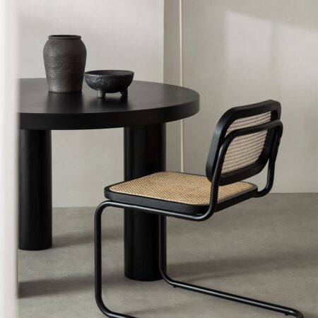 Sedia da pranzo in rattan nero Tento