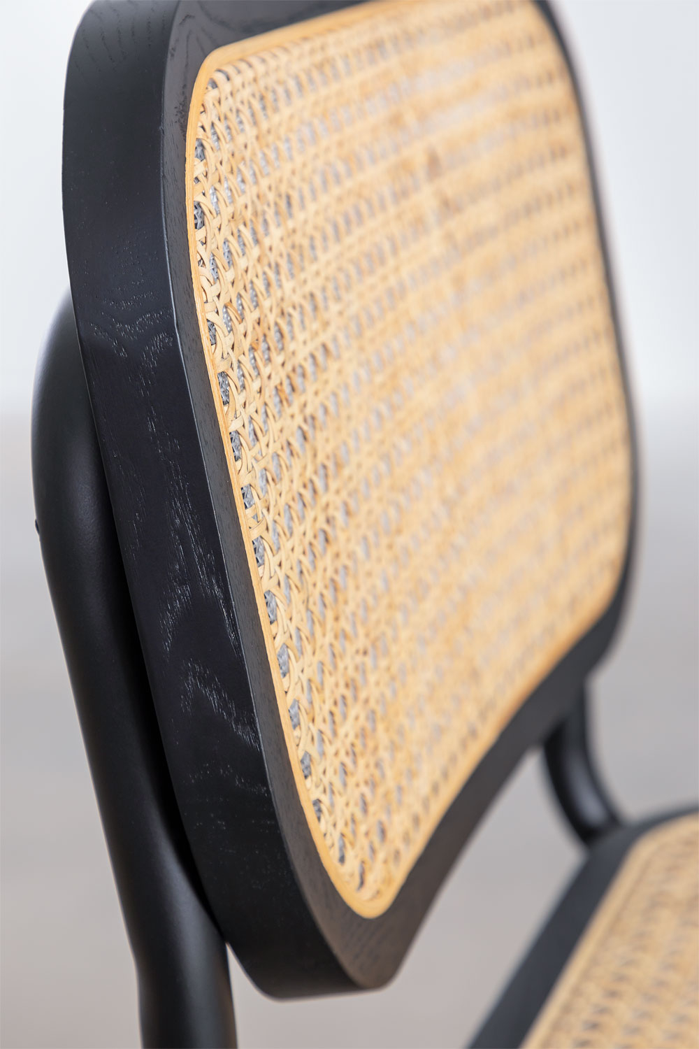 Sedia da pranzo in rattan nero Tento