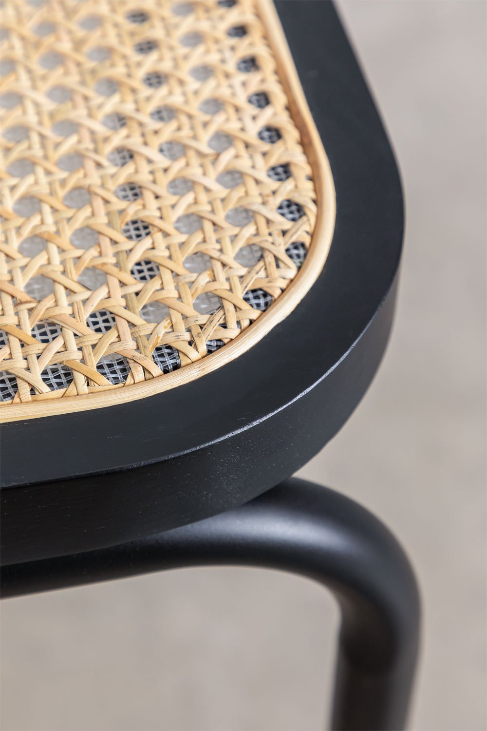 Sedia da pranzo in rattan nero Tento