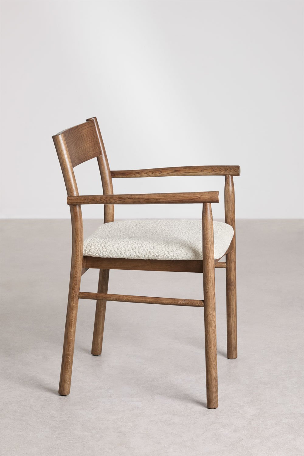 Sedia da pranzo in rovere e bouclé Mara Signature