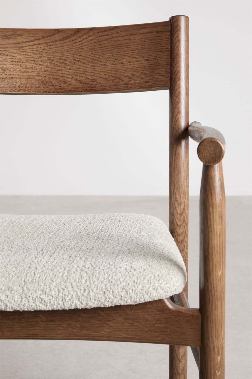 Sedia da pranzo in rovere e bouclé Mara Signature