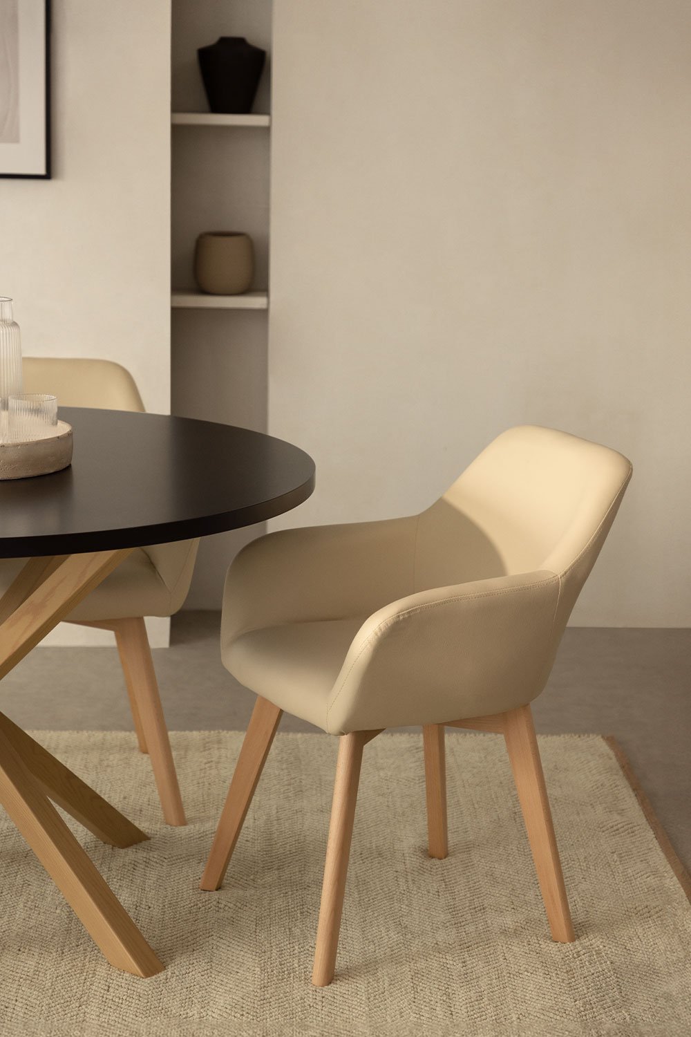 Sedia da pranzo in similpelle con braccioli Ervi Design