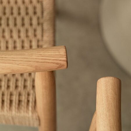 Sedia da pranzo in legno di rovere e corda intrecciata Mara