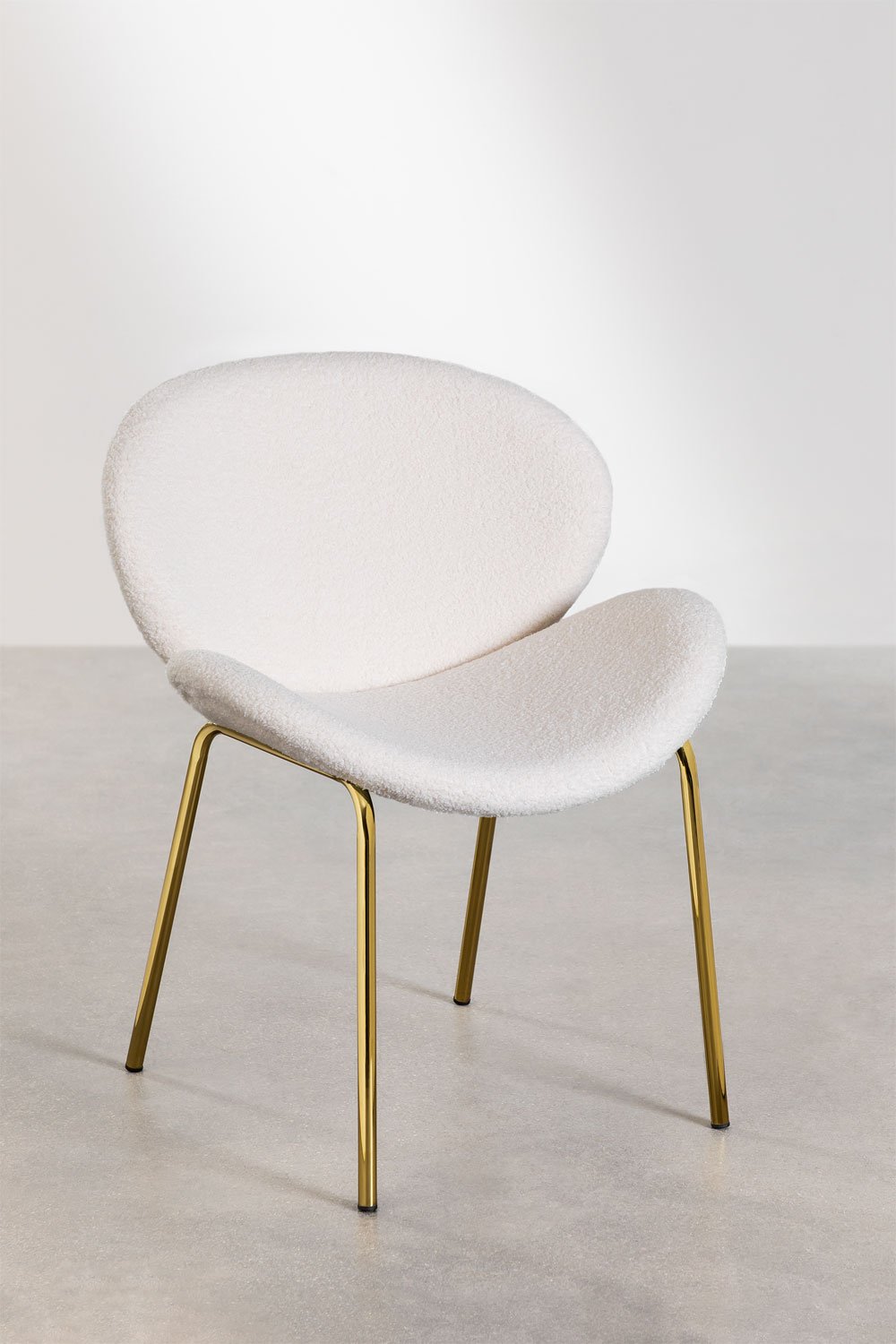 Sedia da pranzo imbottita in tessuto bouclé Fior