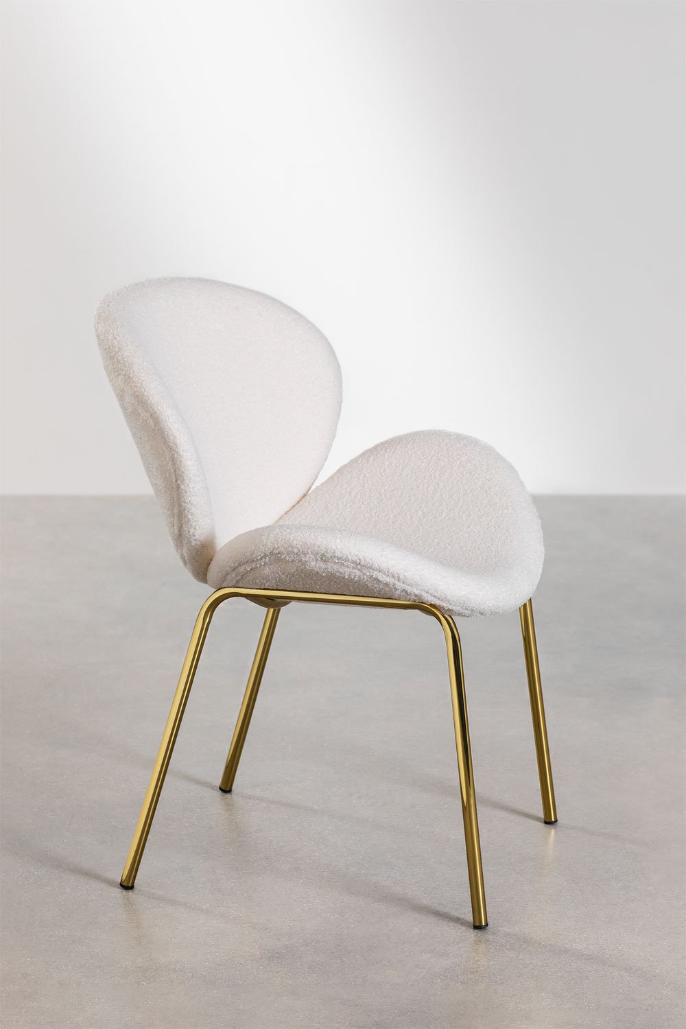 Sedia da pranzo imbottita in tessuto bouclé Fior