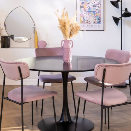 Sedia da pranzo impilabile in velluto Sam