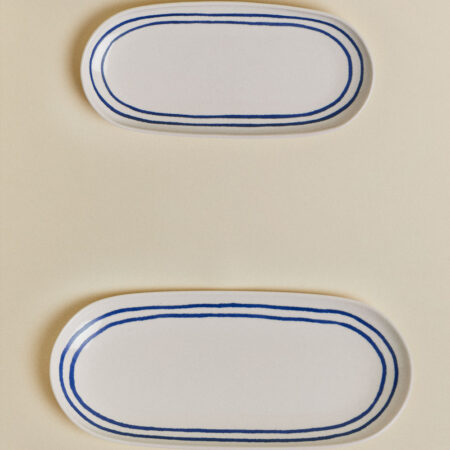 Set di 2 vassoi in new bone china Isolda
