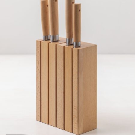 Set Coltelli Da Cucina Con Portacoltelli in Legno Datte