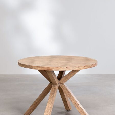 Set composto da tavolo rotondo in legno (Ø100 cm) Naele e 4 sedie da pranzo Barker