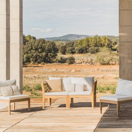 Divano da giardino modulare in 4 pezzi con braccioli in legno di acacia Filips