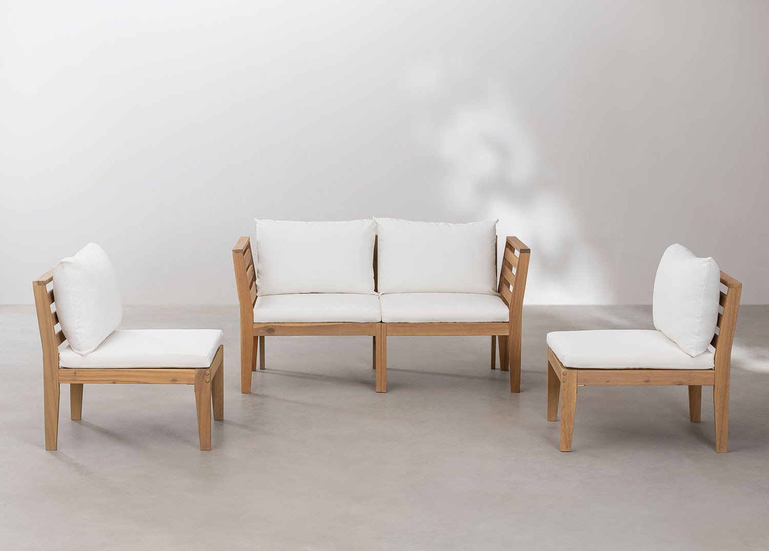 Divano da giardino modulare in 4 pezzi con braccioli in legno di acacia Filips