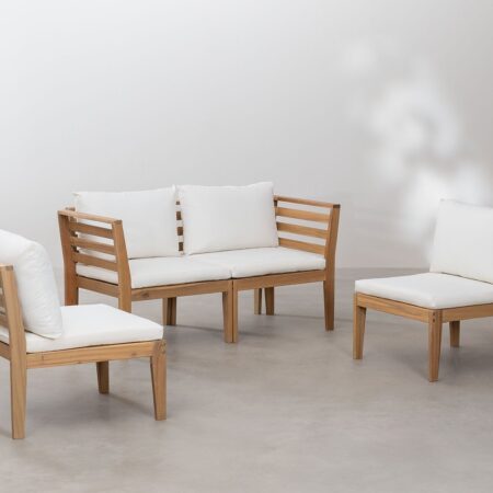 Set da giardino 4 pezzi Filips con braccioli in legno di acacia