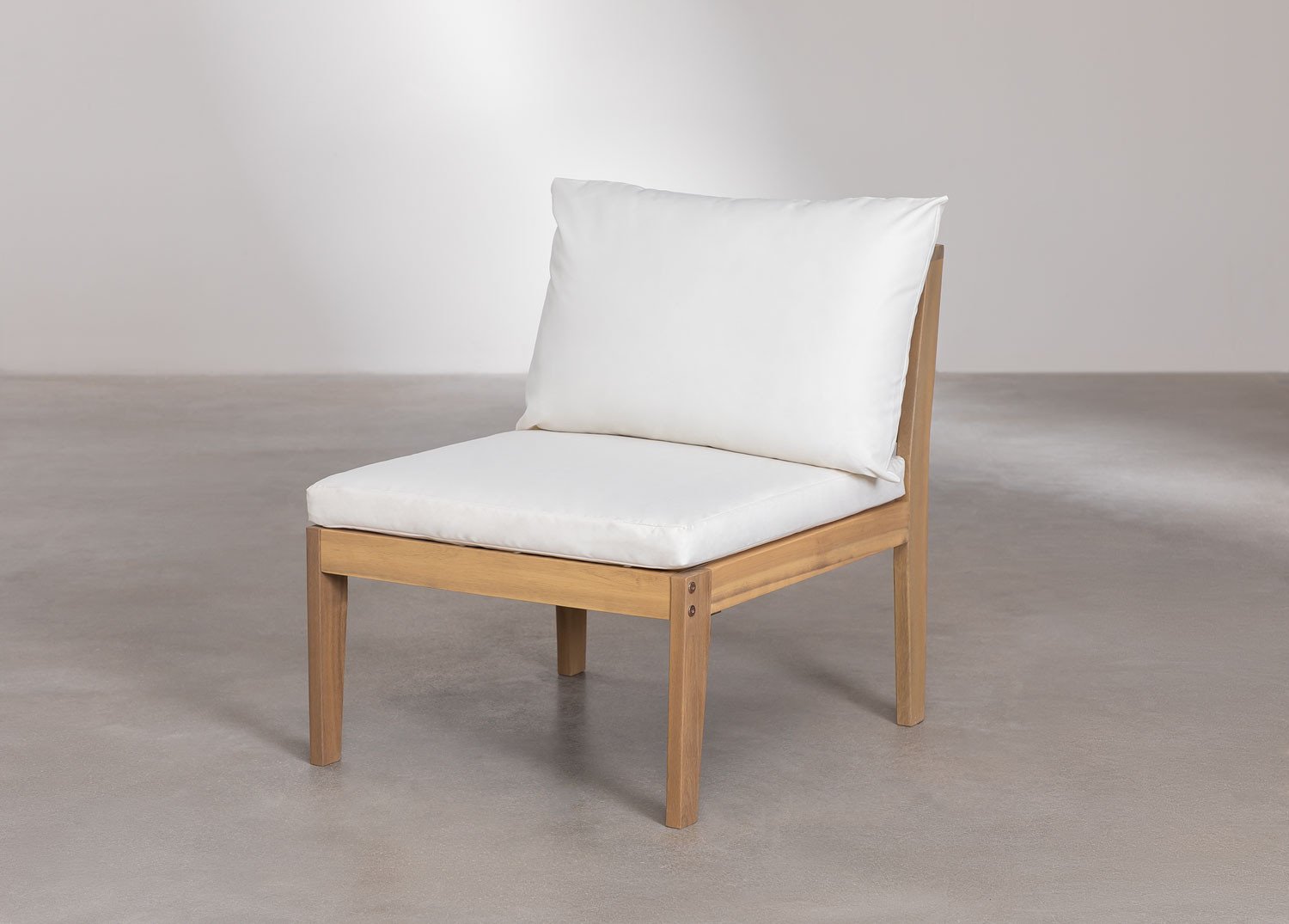 Set da giardino con divano componibile in 5 pezzi con braccioli e tavolino in legno di acacia Filips