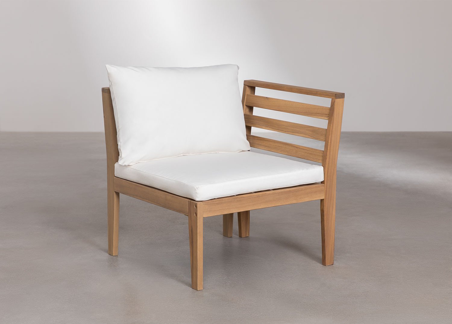 Set da giardino con divano componibile in 5 pezzi con braccioli e tavolino in legno di acacia Filips