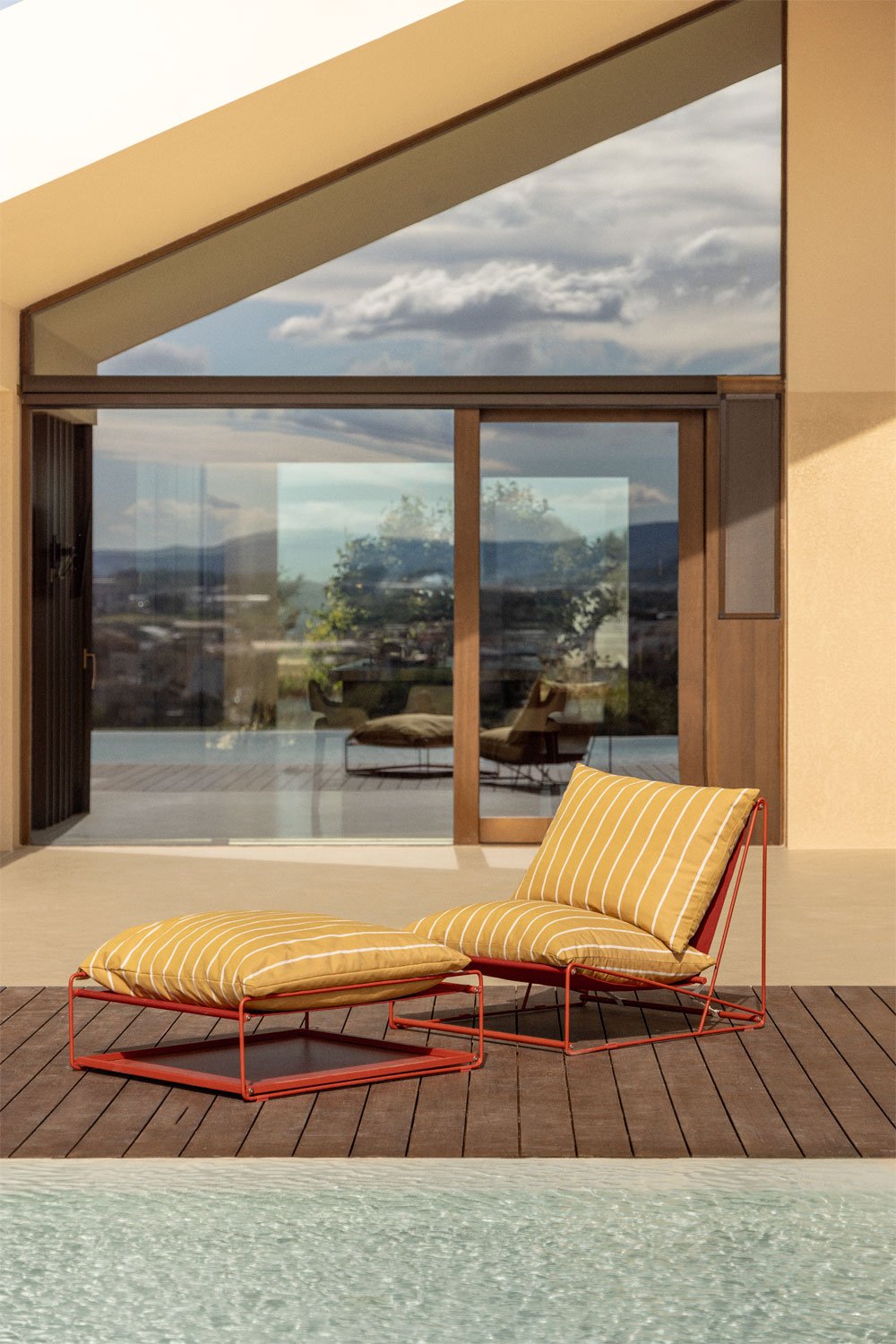 Set da giardino con poltrona e pouf convertibile Amaro