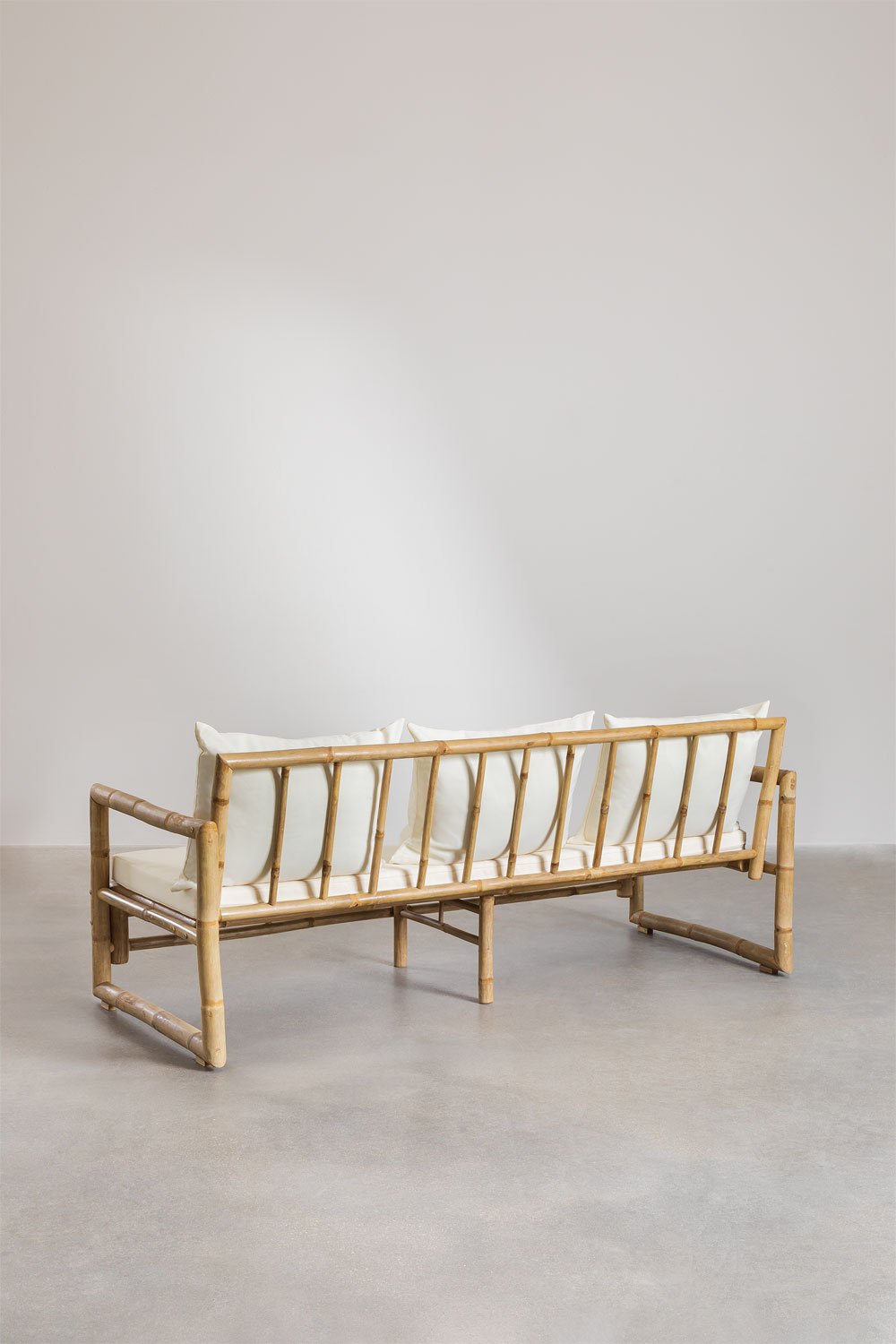 Set da giardino con divano a 3 posti e tavolino da caffè 120x60 cm in bambù Livayna
