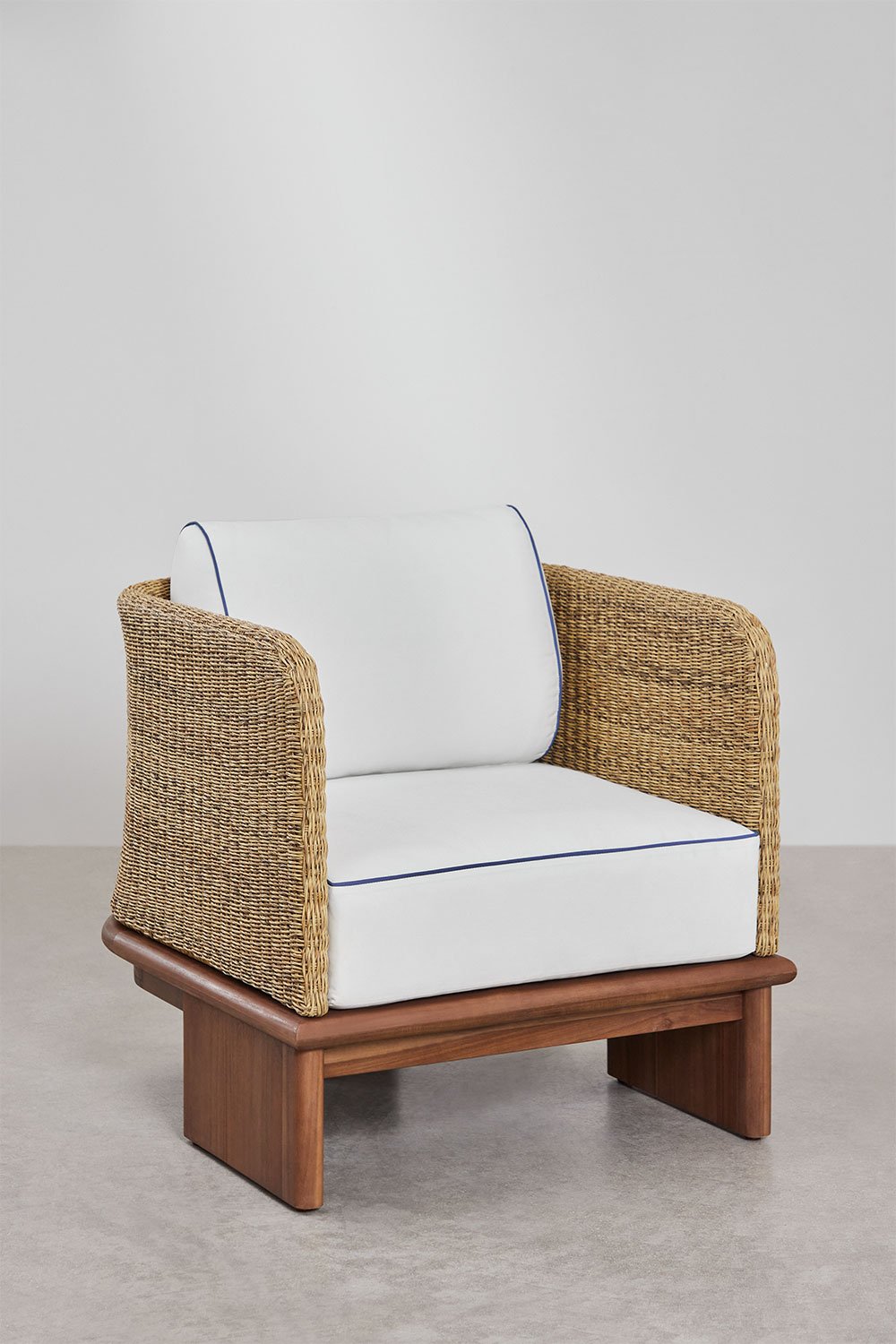 Set da giardino con 2 poltrone e 2 tavolini in rattan e legno di acacia Famara