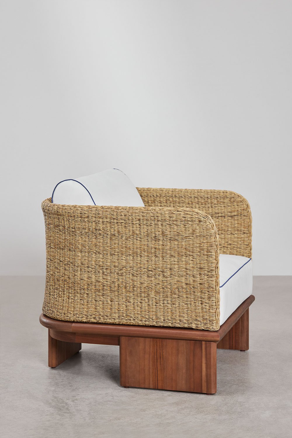 Set da giardino con 2 poltrone e 2 tavolini in rattan e legno di acacia Famara