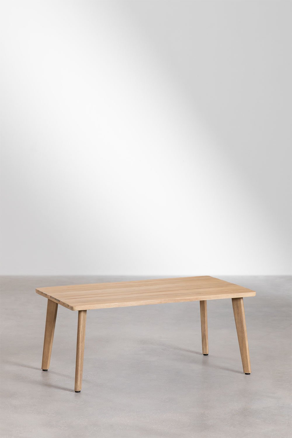 Set da giardino con divano 2 posti, 2 poltrone e tavolino in legno di acacia e corda intrecciata Kaela