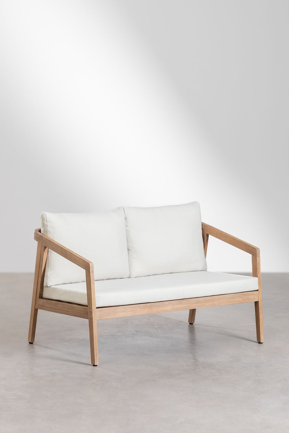 Set da giardino Kaela in legno di acacia con divano, 2 poltrone e tavolino