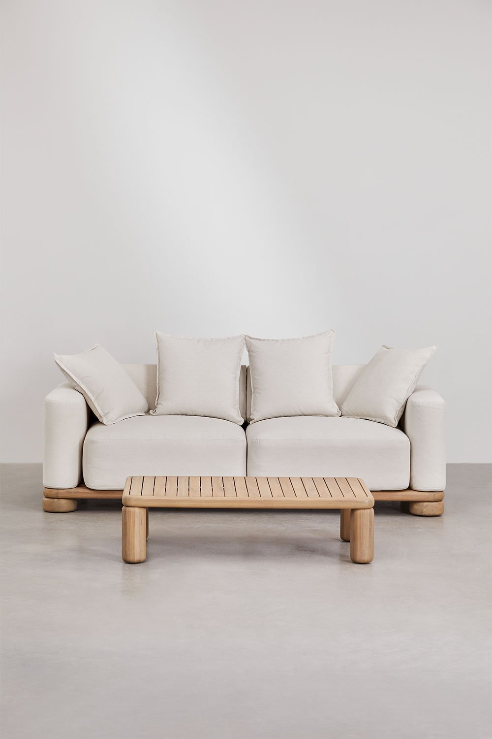 Set da giardino con divano a 2 posti e tavolino in legno di acacia 125x80 cm Ioanis