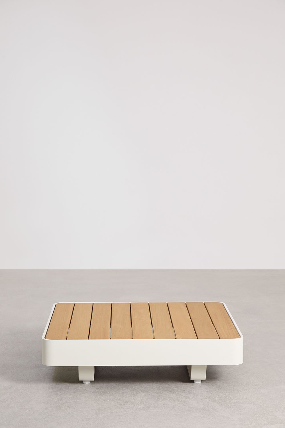 Set da giardino con divano angolare 5 posti e tavolino in alluminio e legno di teak Yarilo