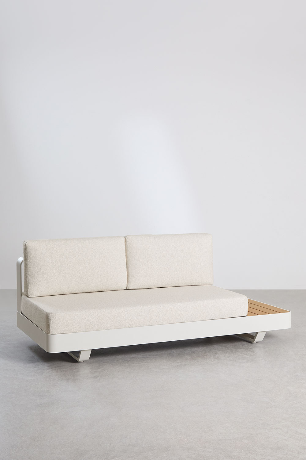 Set da giardino con divano angolare 5 posti e tavolino in alluminio e legno di teak Yarilo