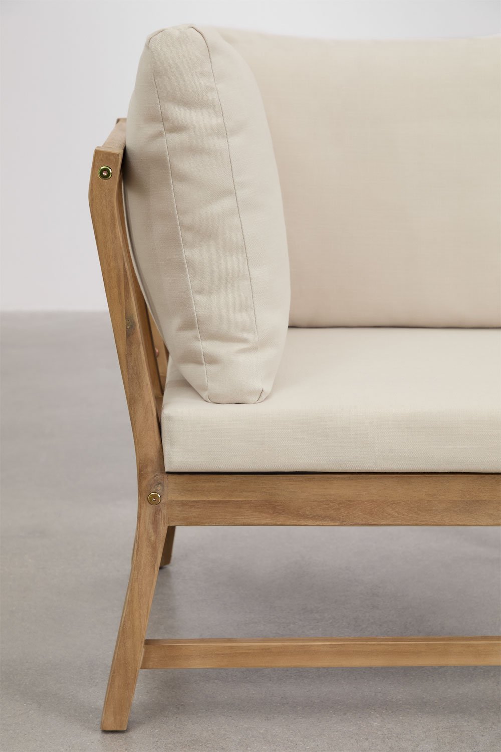 Set da giardino con divano angolare e tavolino in legno di acacia Kaela