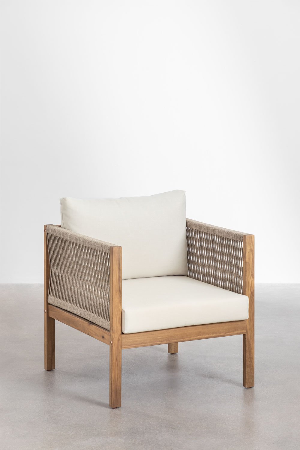 Set di divani modulari Branson in legno di acacia, 2 pezzi, con braccioli, poltrona e tavolino