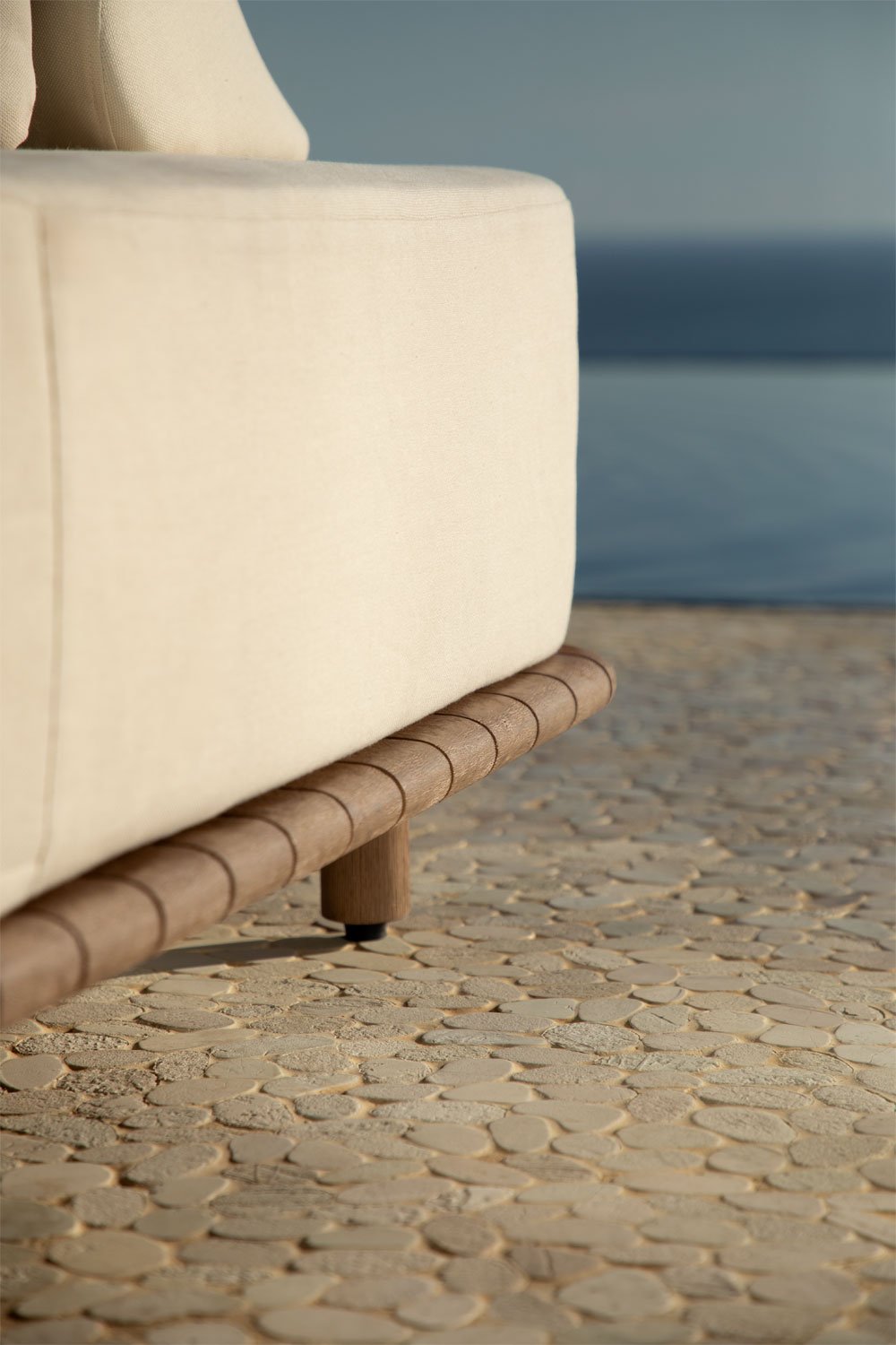 Set da giardino con divano modulare da giardino a 2 posti in 2 pezzi e tavolino 160x95 cm in acacia Portet