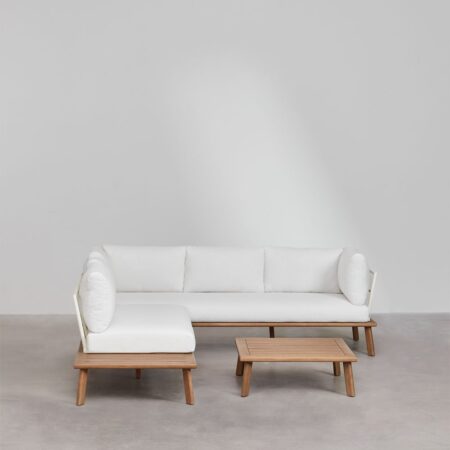 Set da giardino Yaminsk in alluminio e legno di eucalipto