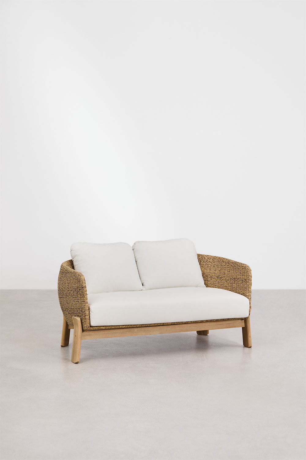 Set da giardino Leilan con divano 2 posti, 2 poltrone e tavolino in legno di acacia e rattan
