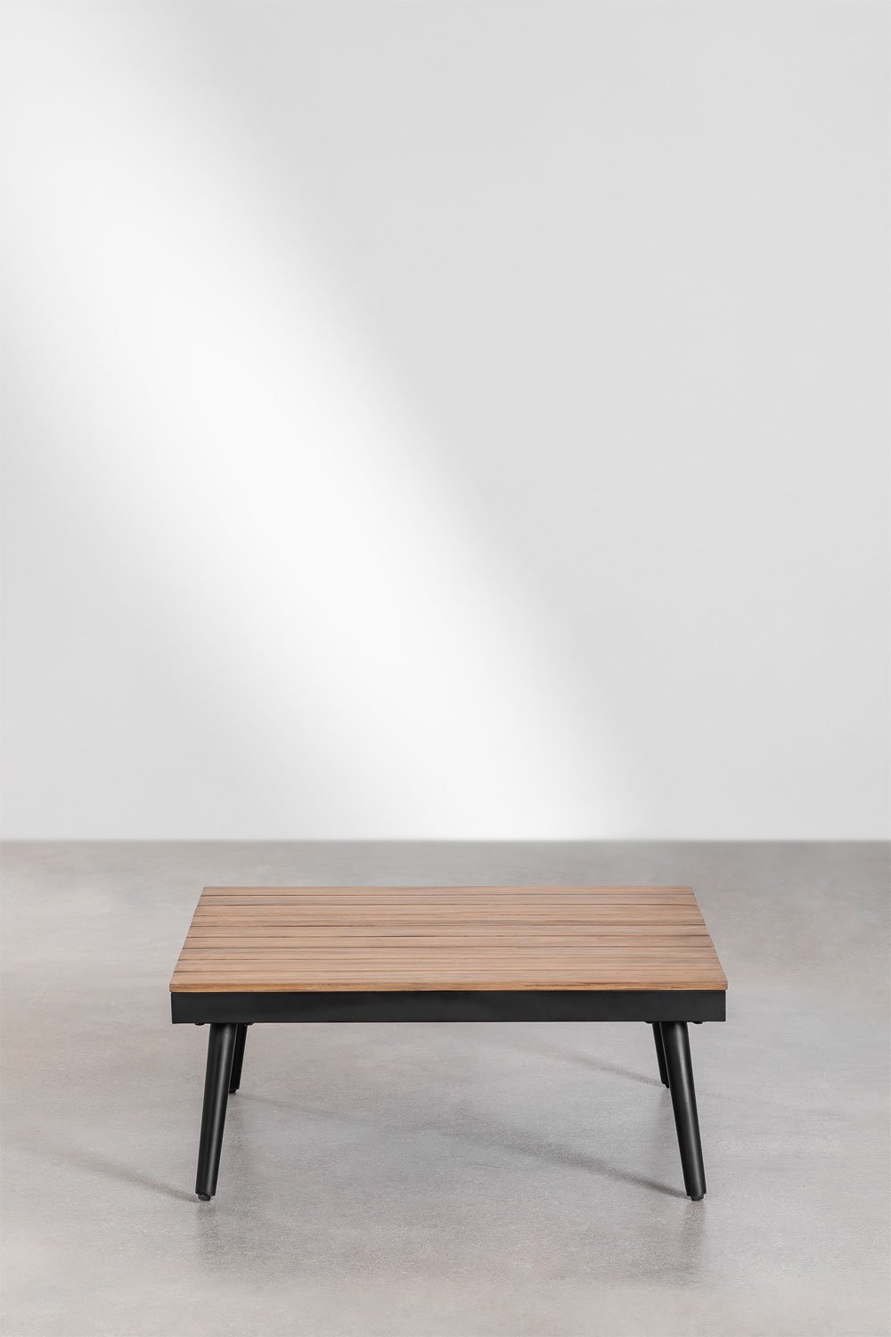 Set da giardino con divano angolare 4 posti e tavolino in alluminio e legno di acacia Kalen