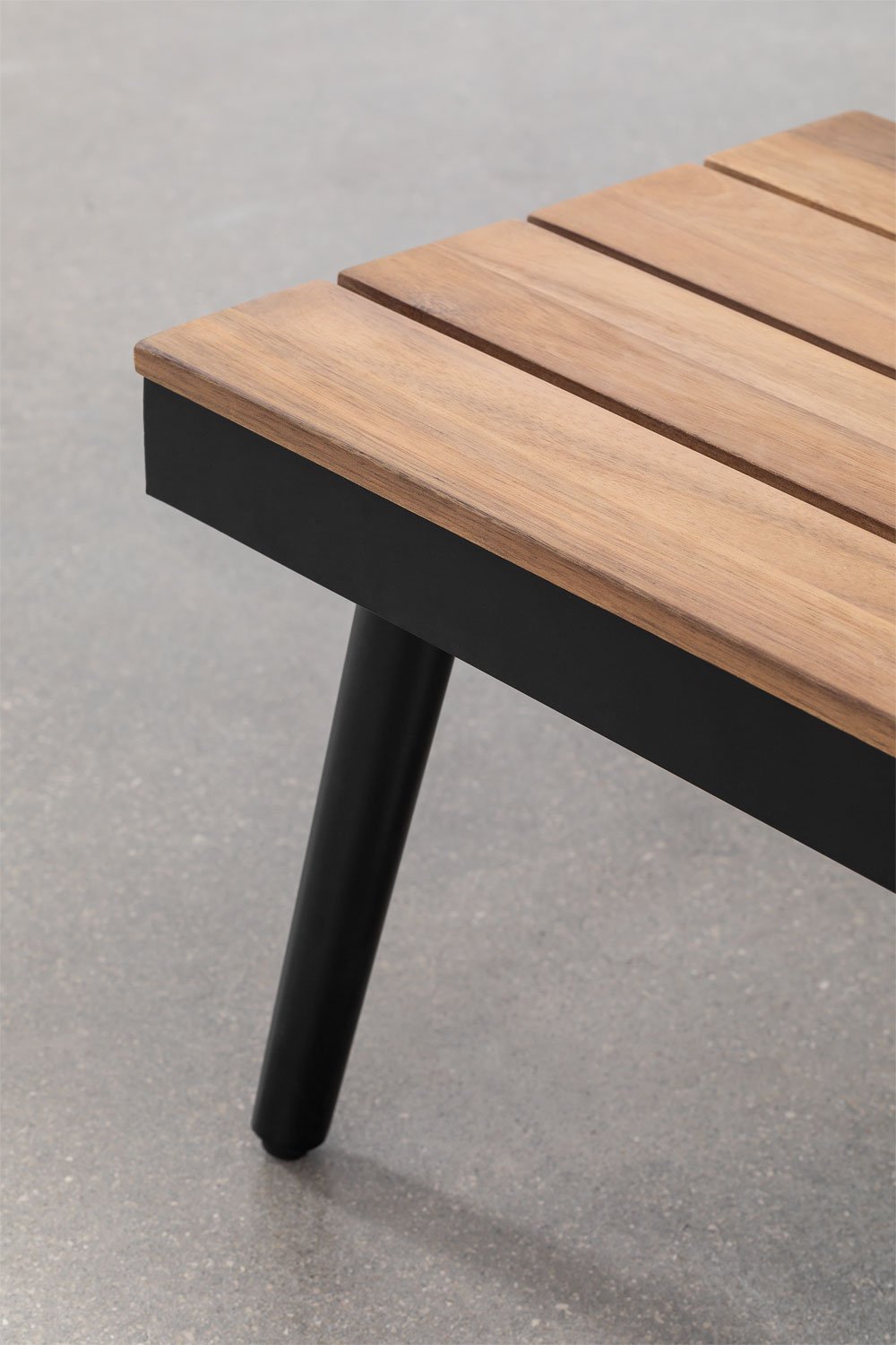 Set da giardino con divano angolare 4 posti e tavolino in alluminio e legno di acacia Kalen