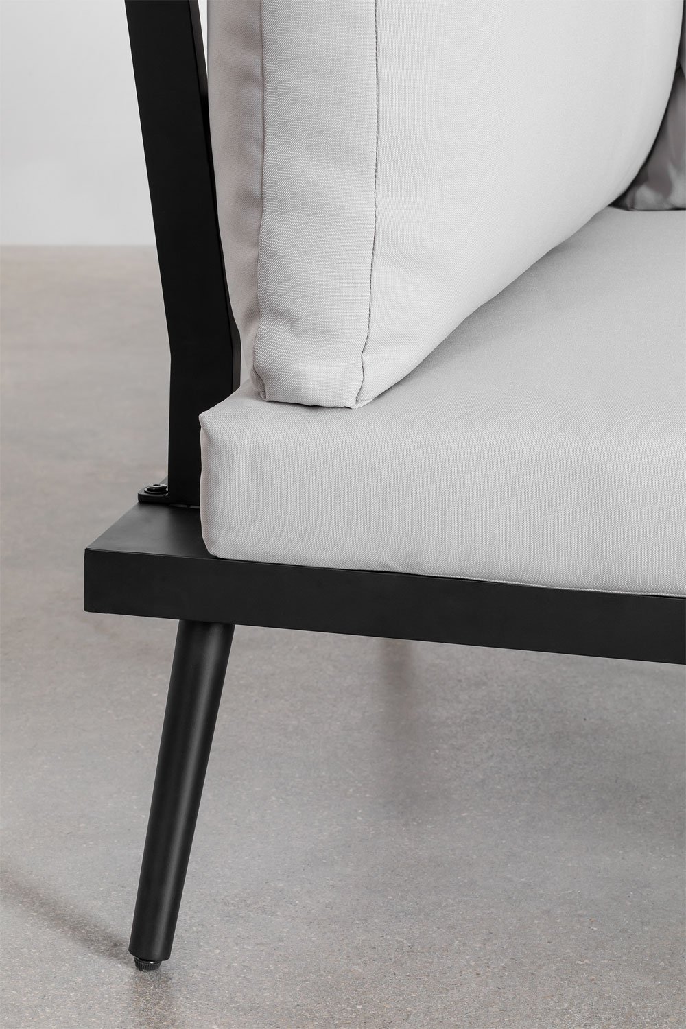 Set da giardino con divano angolare 4 posti e tavolino in alluminio e legno di acacia Kalen