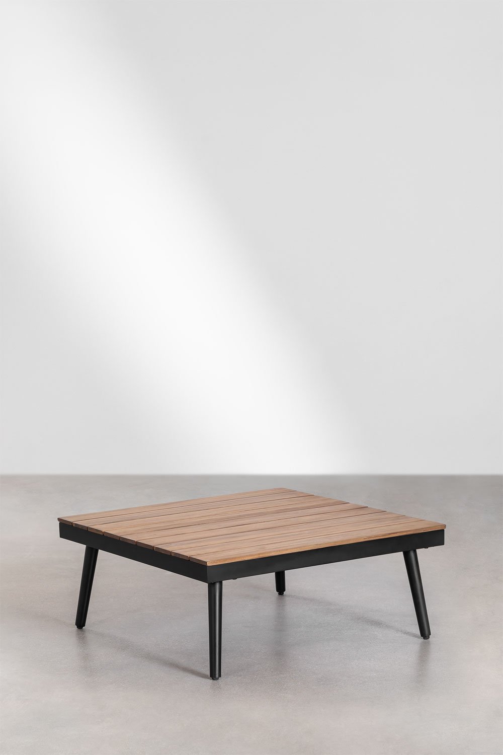 Set da giardino con divano angolare 4 posti e tavolino in alluminio e legno di acacia Kalen